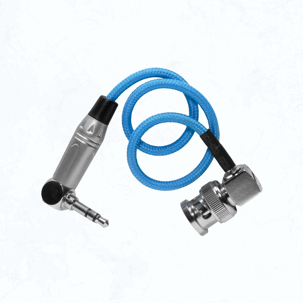 ondor Blue BNC to 3.5mm Right-Angle Timecode Cable for Broadcast Cameras (10) ondor Blue BNC to 3.5mm Right-Angle Timecode Cable for Broadcast Cameras (10)